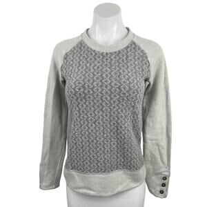 Prana Aya Gray Wool Cable Knit Long Sleeve Yoga Activewear Top Sweater Size XS